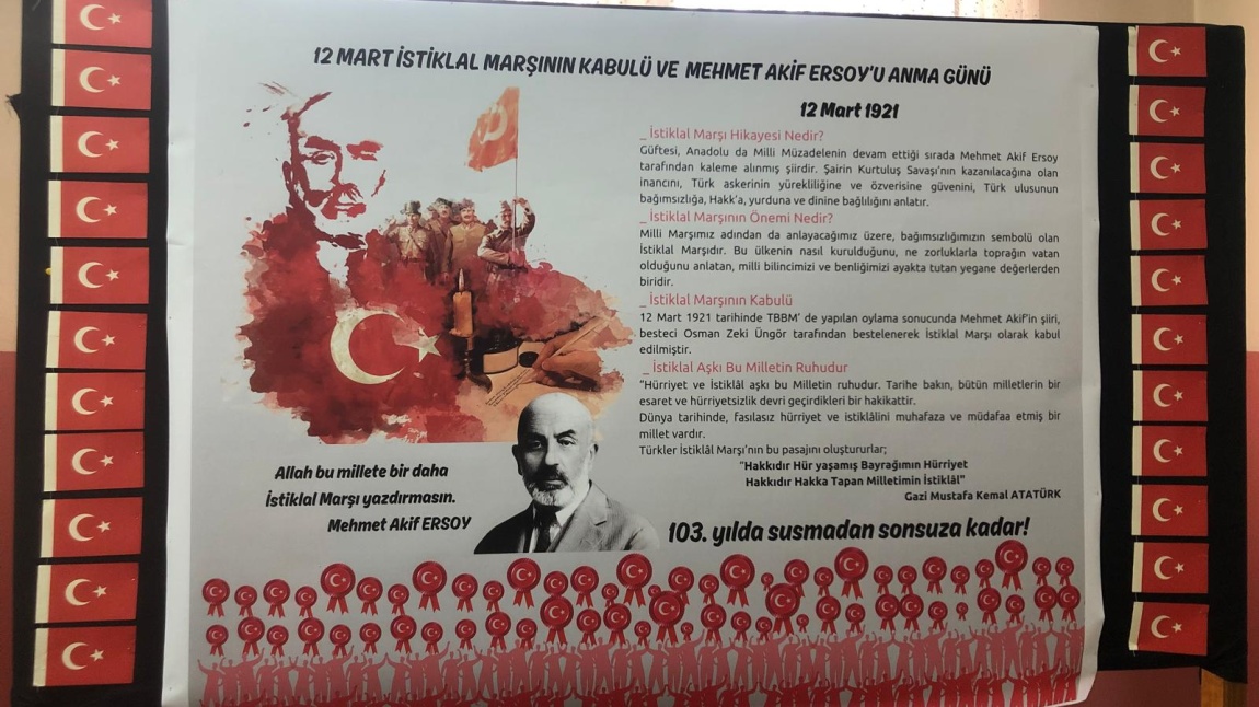 12 Mart İstiklal Marşının Kabülü ve M.Akif'i Anma Günü Panomuz